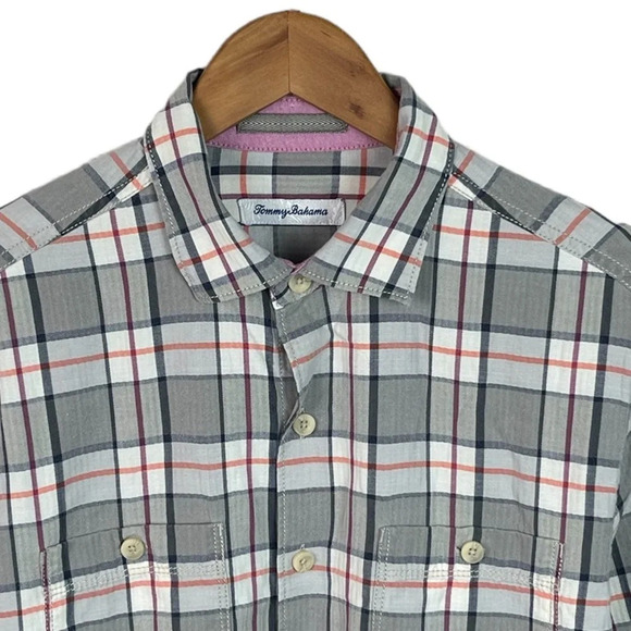 BF832 Mens Tommy Bahama Plaid Flannel Casual Button Down Shirt S - Picture 3 of 5
